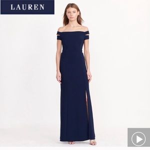 LAUREN by Ralph Lauren off the shoulder navy dress